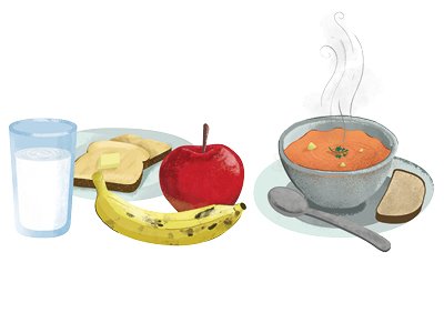 Breakfast and Soup Illustration