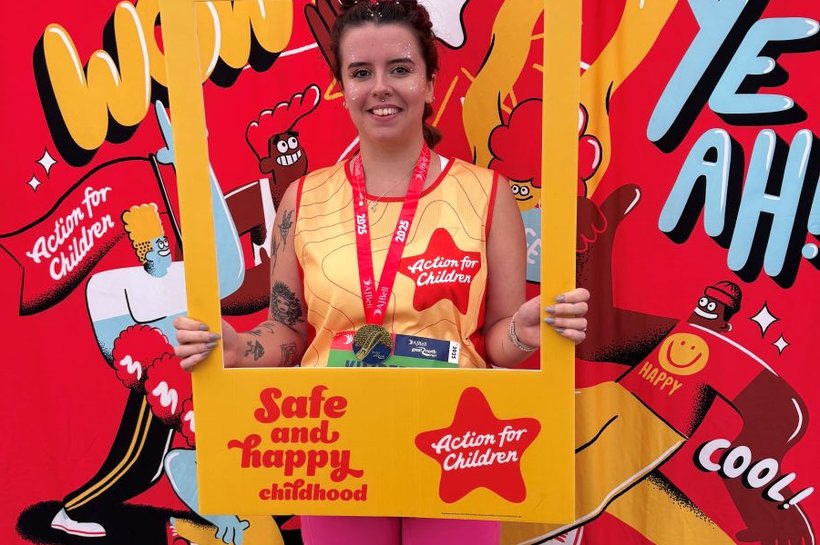 A runner running for Action for Children at the Bath Half Marathon