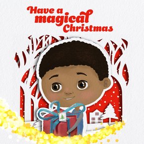 Christmas eCard - child 1 holding a Christmas present