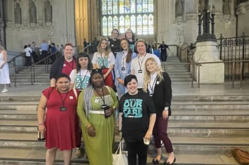 Group of kids standing outside a church
