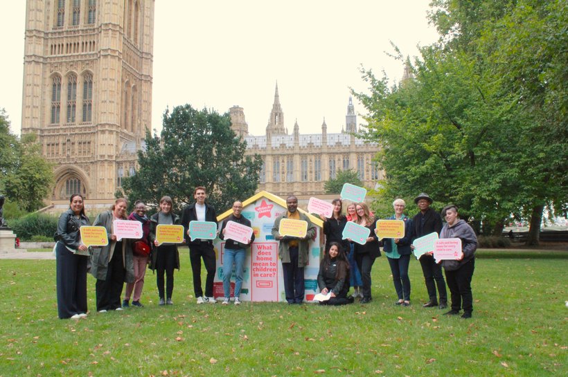 Group of Action for Children staff standing outside Houses of Parliment