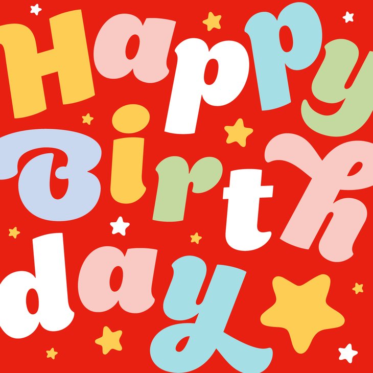 Happy birthday typography multicoloured