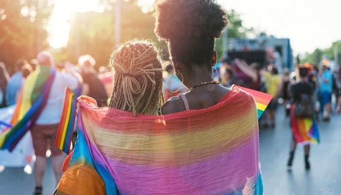 LGBTQ girls with flag
