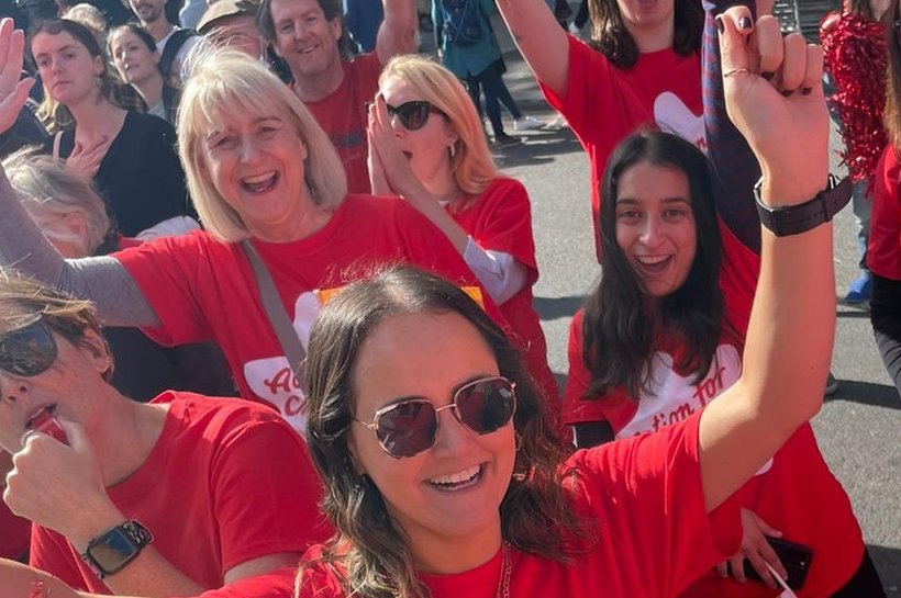 Action for Children colleagues cheering on runners at the London Marathon