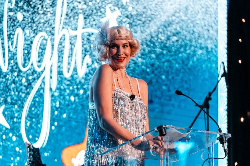 Our host for the evening, model, author and pod-caster, Louise Boyce