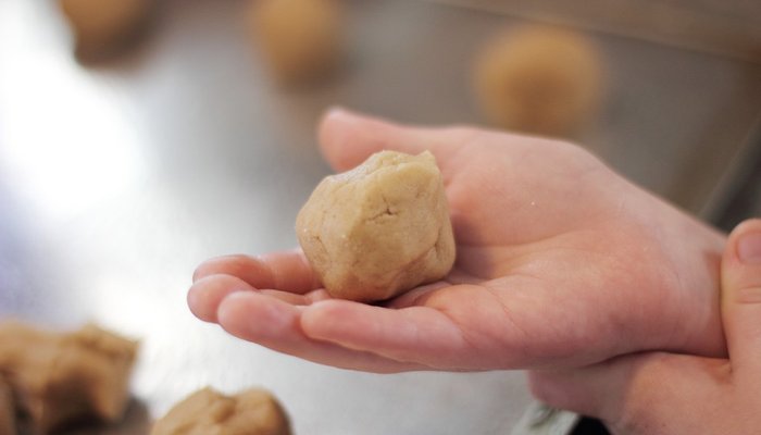 Toddler with cookie dough