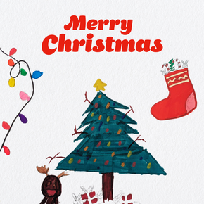 Tree, reindeer and stocking