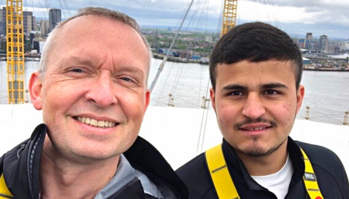 Mark and Sheraf at the top of the O2 Arena