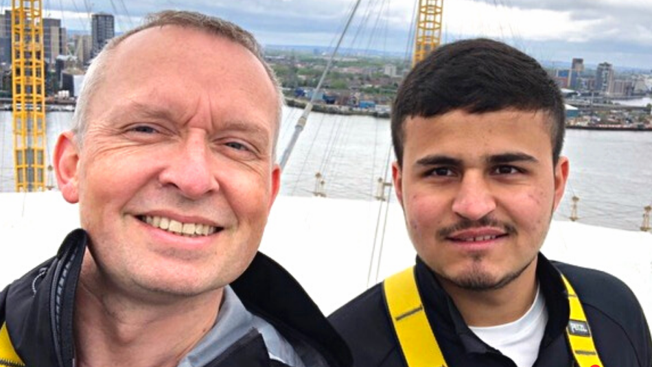 Mark and Sheraf at the top of the O2 Arena