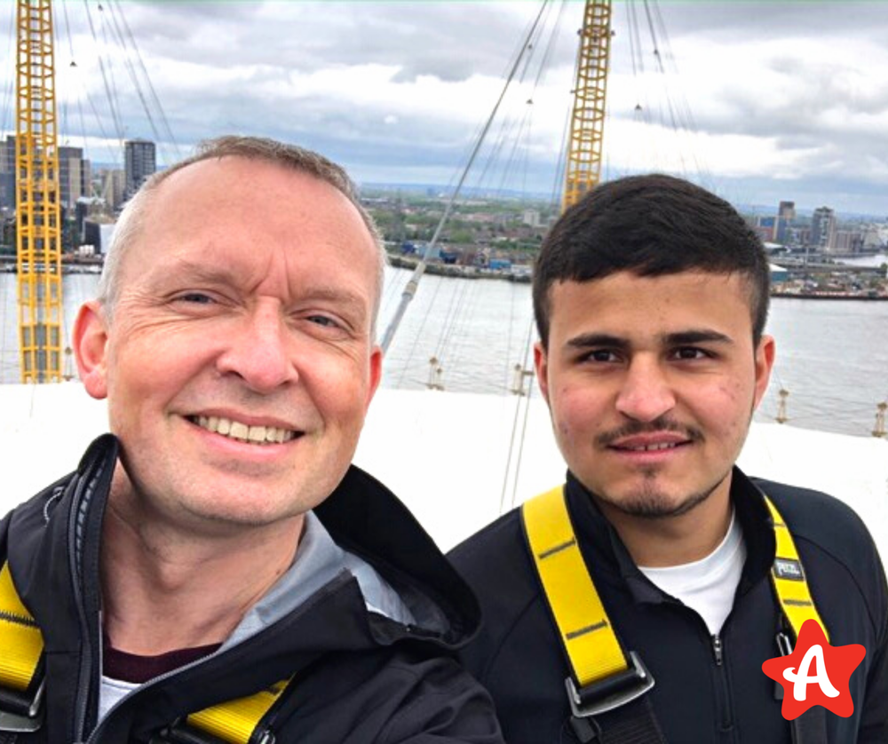 Mark and Sheraf at the top of the O2 Arena